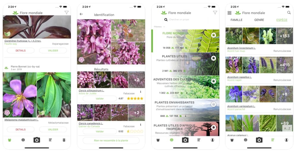 Sample Screen Images From PlantNet Mobile